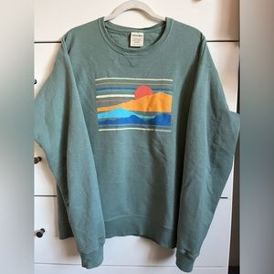 Nature backs, crewneck sweatshirt, green/blue, medium